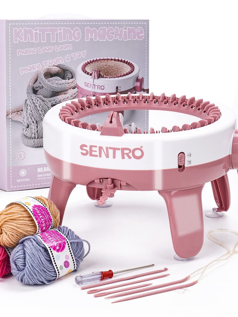 Sentro Circular Knitting Loom - Pink and White